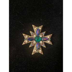 Vintage Florenza unsigned Maltese‎ Cross Pin Brooch